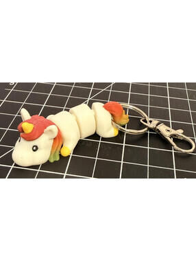 3D Printed Articulated Rainbow Unicorn Keychain - 3 1/2 inches